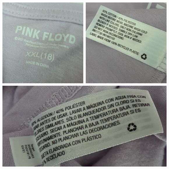 Pink Floyd Women's XXL Crop Top  Light Purple Logo Short Sleeve T-Shirt - Picture 5 of 5